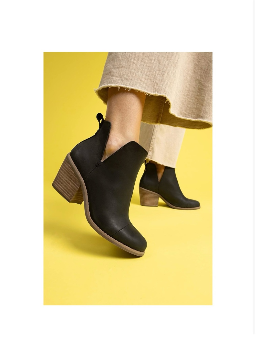 Toms Every Cut Out Ankle Leather Women's Black Boots Size 7 NEW